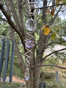 AWESOME 12in Gazing Purple Ball Spiral Tail, Steel Wind Spinner Stabilizer - Picture 1 of 3