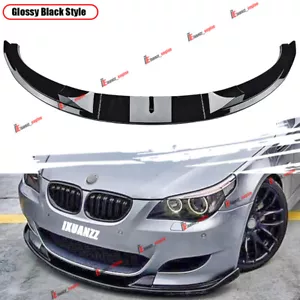 For BMW E60 E61 M5 2006-2010 H Style Glossy Black Front Bumper Splitter Lip Kit - Picture 1 of 8