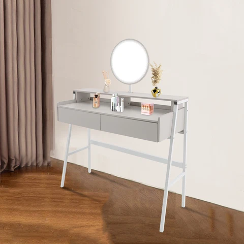Makeup Vanity Desk Set w/LED Lighted Mirror & Drawers Dressing Table for Bedroom Cover