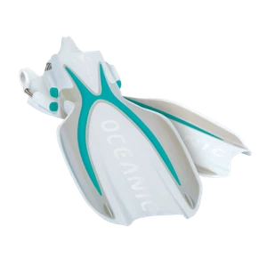 Oceanic Manta Ray pinne tacco aperto con cinturini a molla, blu mare/bianco - Foto 1 di 2