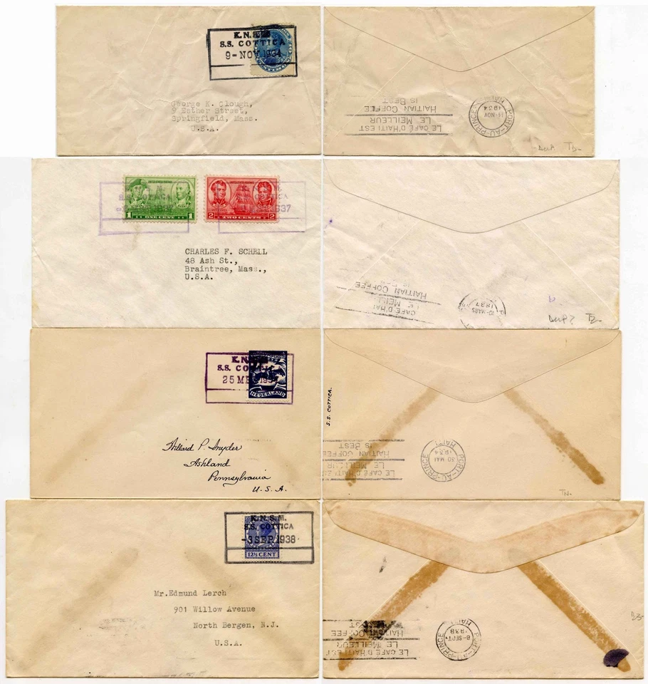 HAITI SHIP COTTICA 1934-8 KNSM BOXED MARITIME NETHERLANDS VENEZUELA USA 4 COVERS - Image 1 of 1