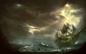 Home Art Wall Decor Artwork Pirates Ship Boat Oil Painting HD Printed On Canvas - Picture 1 of 4