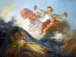 DIE GÖTTIN AURORA TRIUMPHIERT ÜBER NACHT Fliesen Wandbild Küche Spritzschutz Kunst 24x18 - Bild 1 von 1