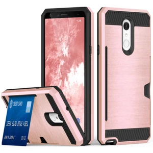 Brushed Textured Shockproof Case w/Card Slot Slim Cover for LG Stylo 4 Q710 - Picture 1 of 25