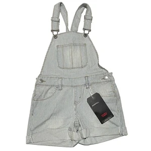 NWT Levi’s Girl’s Stripe Denim Overalls Size 7 Regular D1 - Picture 1 of 6