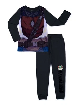 NWT Star Wars Mandalorian Yoda Boys Pant Pajama Set Size 7 With Detachable Cape - Image 1 of 3
