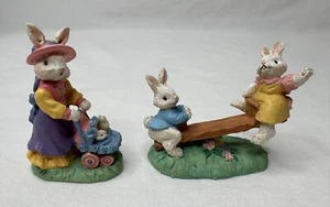 Cottontail Lane Bunnies Figurines Teeter Totter Mom Stroller Midwest - Picture 1 of 7
