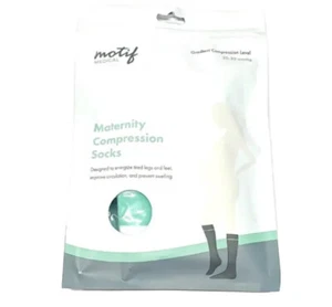 MOTIF Medical Maternity Compression Socks Sz Medium 20-30 mmHg White/Grey/Green - Picture 1 of 2