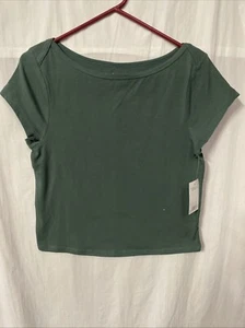 Juniors' SO Boat Neck Baby Tee Size XL Green - Picture 1 of 3