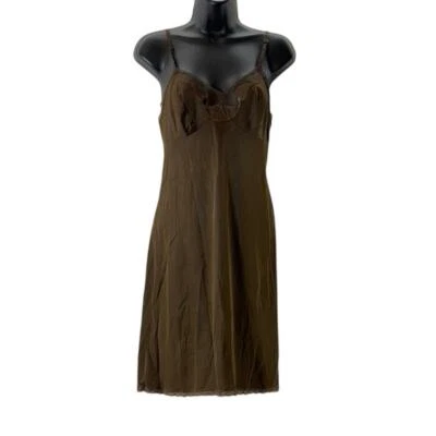 Camisón para mujer VANITY FAIR marrón con ribete de encaje correa ajustable talla 34 S Foto 1 de 4