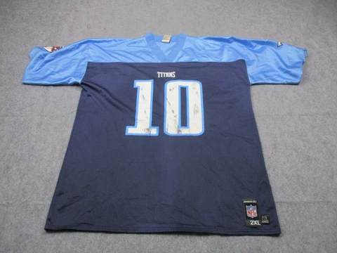 Vince Young Jersey Mens 2XL XXL Blue Football NFL Tennessee Titans Reebok Cover
