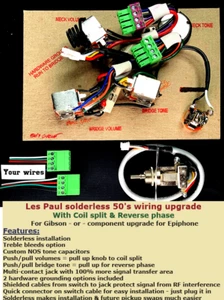 Aggiornamento cablaggio senza saldatura Les Paul con sanguinamento alto/bobina divisa/fase inversa - Foto 1 di 6