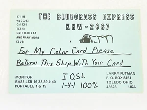 Vintage QSL Card Ham CB Amateur Radio The Bluegrass Express KHW-2667 Larry - Picture 1 of 2