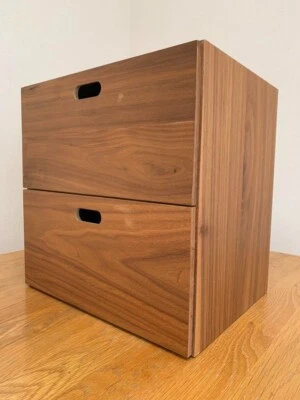 MUJI Stackable Wood Chest 2 Rectangular Drawers Walnut 14x14x11 from Japan - Image 1 of 4