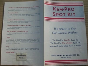 Vintage c.1920's Kem-Pro Spot Kit Advertisement Leaflet - Chemical Products Co. - Picture 1 of 2
