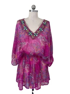 Shingar Strandkleid Damen Einheitsgröße rosa transparent Blumen Strass Resort - Bild 1 von 9