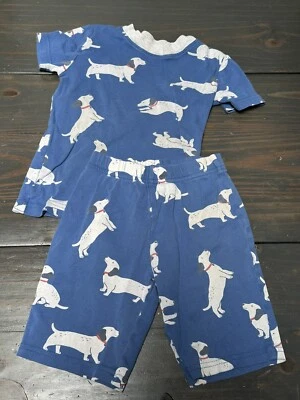 Boys Mini Boden Puppy Dogs Pajamas Set Shirt Top & Bottom Shorts Size 5Y 5 Blue - Image 1 of 4