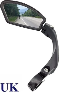 Hafny Flat D: 21-26 mm Handlebar Bike Left Rear View Mirror Stainless Steel Lens - Picture 1 of 6