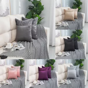 Luxury Crushed Velvet Band Cushion Covers Faux Silk 17X17 20X20 22X22 24X24 Inch - Picture 1 of 7