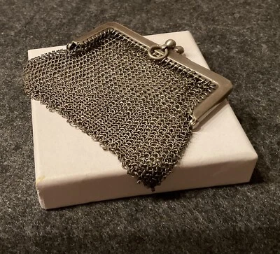 Netz Geldbörse Silber Mäander Muster Vintage - Bild 1 von 4