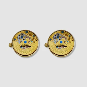 $299 Ox & Bull Men's Gold Kinetic Watch Movement Cufflinks - Picture 1 of 3