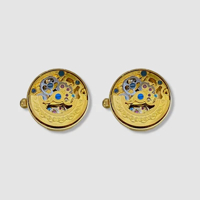 $299 Ox & Bull Men's Gold Kinetic Watch Movement Cufflinks - Image 1 of 3