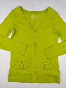 girls cotton cardigan lightweight long sleeve sweater jersey knit green Cherokee - Picture 1 of 8