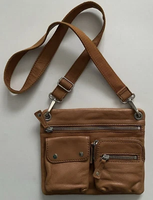 FOSSIL Sutter Leather Crossbody Bag Purse Boho Hippie Multi Pockets Tan - Image 1 of 4