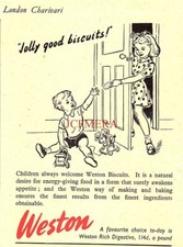 WESTON'S 'Rich Digestive' Biscuits ADVERT Small Vintage 1940s Print Ad 162/86
