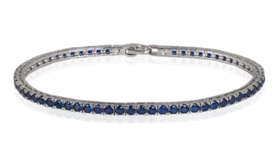bracciale uomo rossoamante argento rodiato ubrt251 tennis zirconi blu 19,5 cm - Immagine 1 di 2