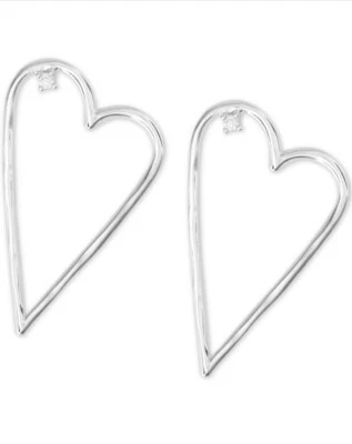 "Pendientes colgantes corazón 1-2/5"" marca Lucky tono plata Q61 $25" Foto 1 de 2