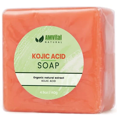 AMVital Natural Kojic Acid Soap Bar for Glowing, Radiant Skin - Face and Body