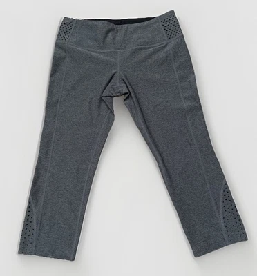 MPG Women's Size Med Cropped Pull On Mid Rise Leggings Gray With Black Squares - Image 1 of 4