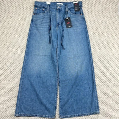 Jeans Levis XL reto feminino 32x31 azul denim algodão linho perna larga folgado - Imagem 1 de 4