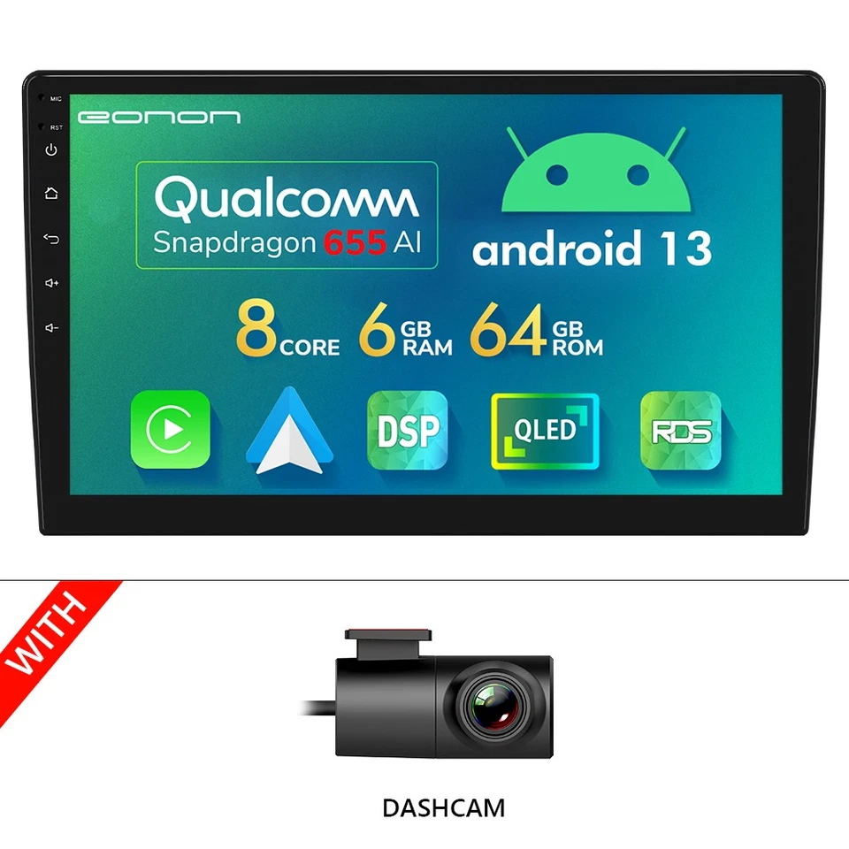 10,1" 6+64 Android QLED Doppel 2DIN Autoradio CarPlay DSP GPS Navigation 4G LTE - Bild 1 von 4