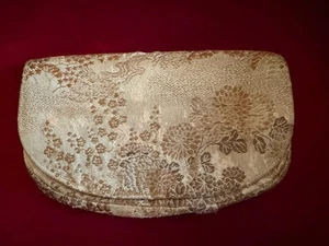 Bolso de Noche Madame Mariposa Lampas Dorado Seda Antiguo De Colección - Imagen 1 de 11