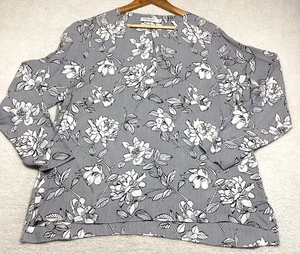 Sportscraft Blue White Ladies V Neck Long Sleeve Silk/Viscose Blouse Size 18 - Picture 1 of 11
