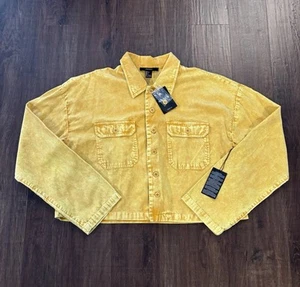 Forever 21 Mustard Corduroy Long Sleeve Cropped Jacket Womens Size Large New NWT - Picture 1 of 11