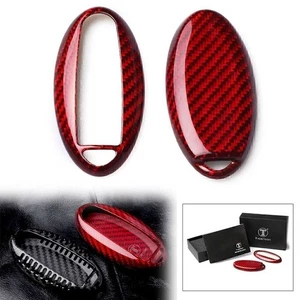 Red Carbon Fiber Style Remote Key Fob Cover Case Fit Nissan GTR Infiniti QX EX70 - Picture 1 of 8