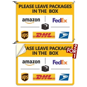 Package Delivery Sign Delivery Instructions Sign 2 Pack Leave Packages in The... - Picture 1 of 7