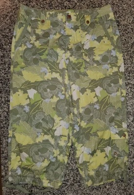 Женские Sigrid Olsen зеленый цветочный тропический размер 8 брюки-капри ** супер милый!!** - Изображение 1 из 4