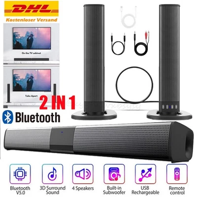 Neu Bluetooth Soundbar TV-PC Sound System 3D Surround Subwoofer Lautsprecher USB - Bild 1 von 4