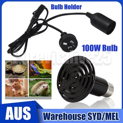 Reptile Ceramic Heat Lamp Bulb Holder + 100W Infrared Ceramic Heat Lamp Bulb AU - image 1 of 4