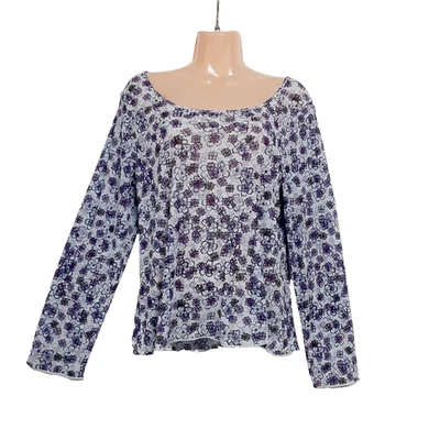 Blusa Top J. Jill Talla L Lavanda Floral Ligera Manga Larga Foto 1 de 4