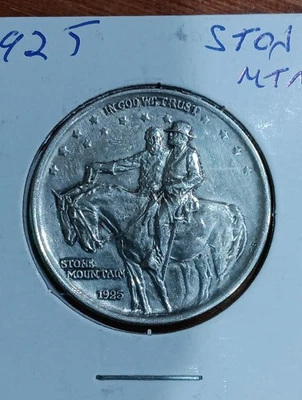 1925 Stone Mountain half dollar commemorative silver half dollar coin 90% Silver - Image 1 of 4