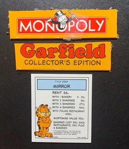 Monopoly   GARFIELD   MIRROR   TITLE DEED CARD   2003 - Picture 1 of 3