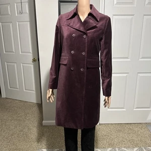Apostrophe Purple Velvet Double Breasted Coat NWOT 18” PTP 17” Across Waist - Picture 1 of 10