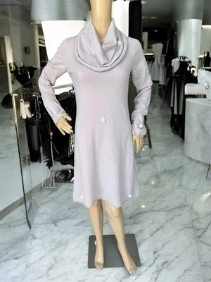 MAGASCHONI CASHMERE 针织珍珠头模拟紫色淡紫色束腰迷你连衣裙 M — 第 1/4 张图片