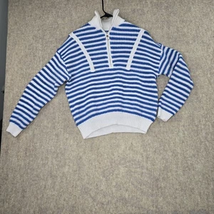 Vintage Blue & White Striped Knit Sweater - Picture 1 of 5