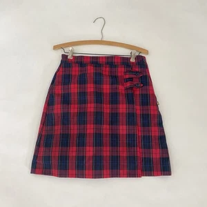 Dennis Uniform Girls Sz 14 Plaid School Skirt Red Navy Black 2022 EUC - Picture 1 of 11